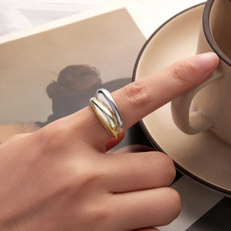 (zdjęcie do) Pandora Style Pierścień Dwukolorowy - Miedziowany Biały Złoty i Złoty - YIR267-E - Wyświetl 5