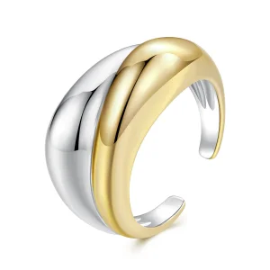 (zdjęcie do) Pandora Style Pierścień Dwukolorowy - Miedziowany Biały Złoty i Złoty - YIR267-E