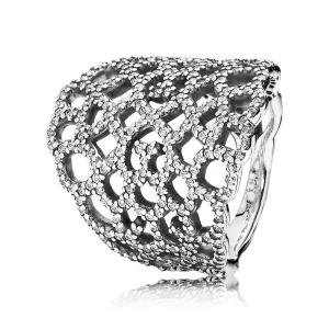 Lace silver ring with cubic zirconia - Pandora PL (zdjęcie do) Lace silver ring with cubic zirconia - Pandora PL