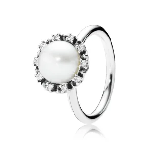 Everlasting Grace Stackable Ring, Pearl & Clear CZ - Pandora PL (zdjęcie do) Everlasting Grace Stackable Ring, Pearl & Clear CZ - Pandora PL
