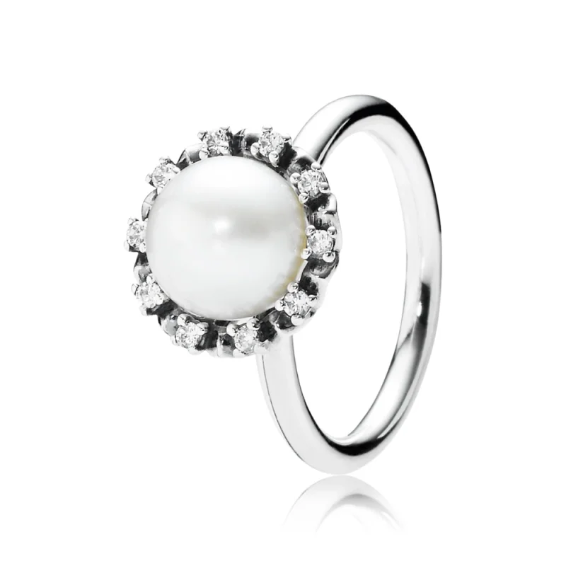 (zdjęcie do) Everlasting Grace Stackable Ring, Pearl & Clear CZ - Pandora PL