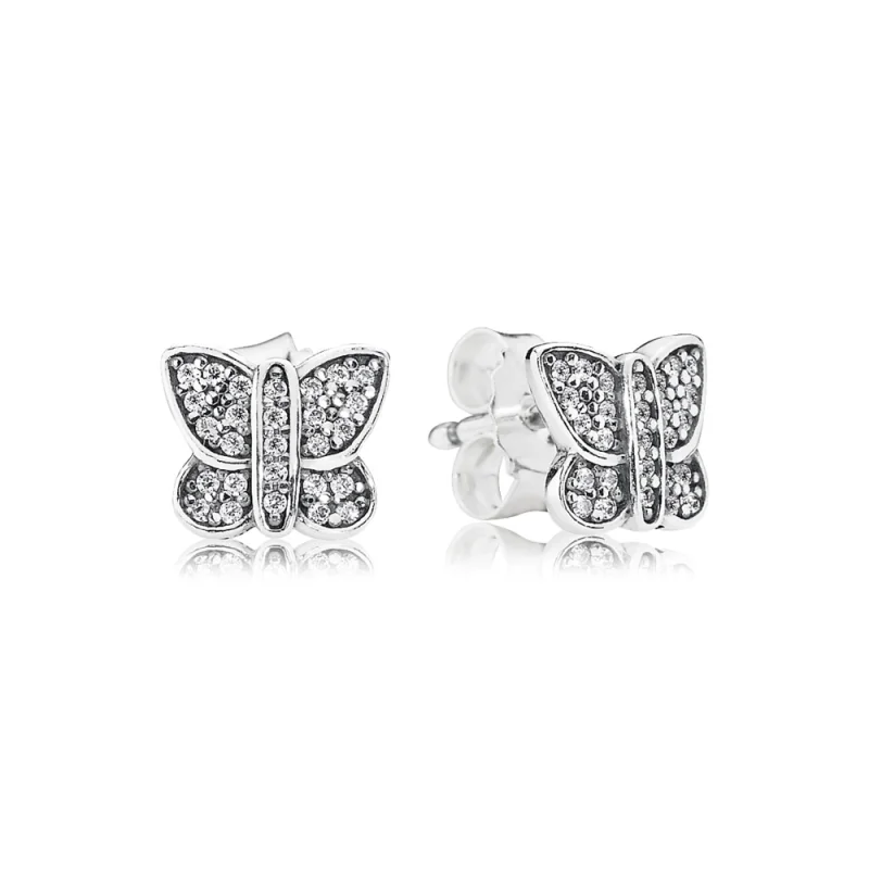(zdjęcie do) PANDORA Motyl Srebrne Kolczyki Ćwieki - 290571cz