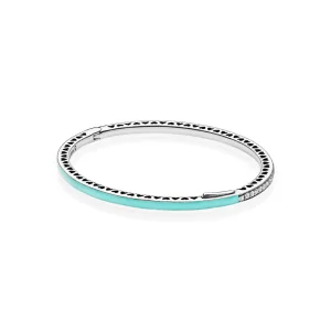 (zdjęcie do) Srebrna bransoletka bangle w kolorze miętowym z cyrkoniami sześciennymi | PANDORA