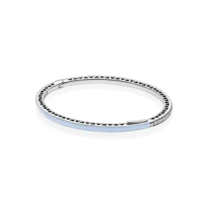 (zdjęcie do) Srebrna bransoletka bangle w kolorze jasnoniebieskim z cyrkoniami sześciennymi | PANDORA