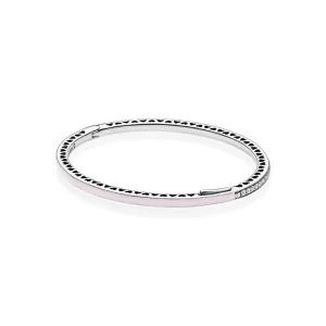 (zdjęcie do) Srebrna bransoletka bangle w kolorze jasnor&oacute;żowym z cyrkoniami sześciennymi | PANDORA