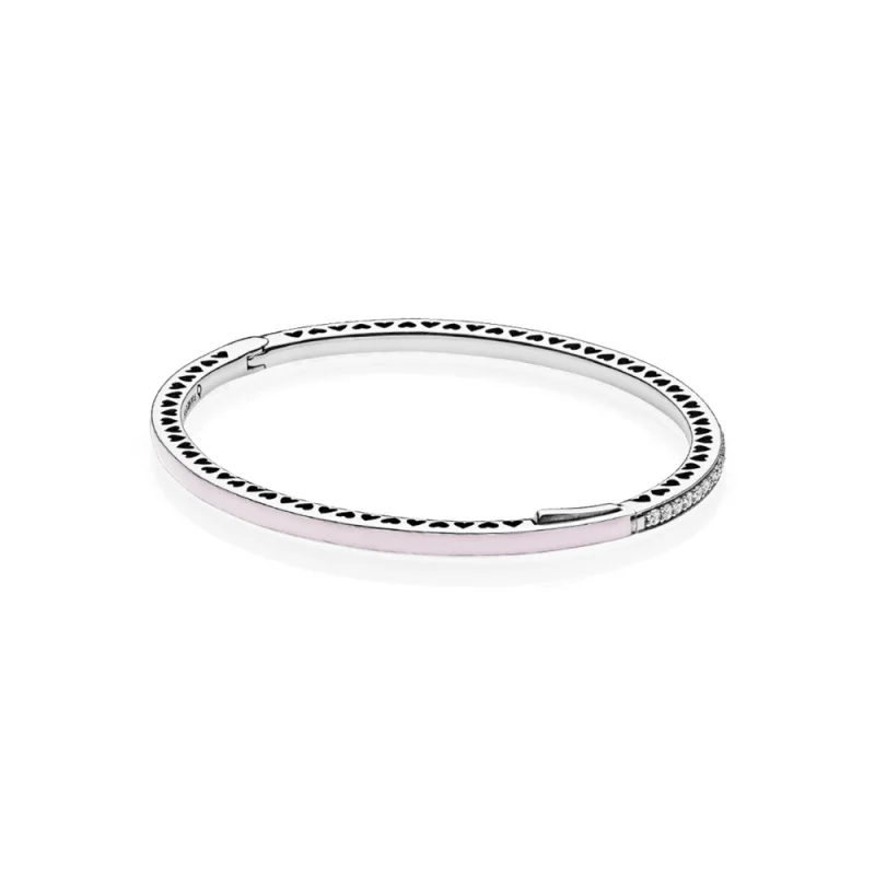 (zdjęcie do) Srebrna bransoletka bangle w kolorze jasnor&oacute;żowym z cyrkoniami sześciennymi | PANDORA