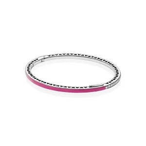 (zdjęcie do) Srebrna bransoletka bangle w kolorze r&oacute;żowym z cyrkoniami sześciennymi | PANDORA