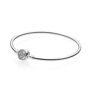 (zdjęcie do) PANDORA Disney Belle Enchanted Rose Silver Bangle