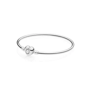 (zdjęcie do) Srebrna bransoletka bangle Moments z zapięciem w kształcie serca - 596268 - Bransoletki PANDORA