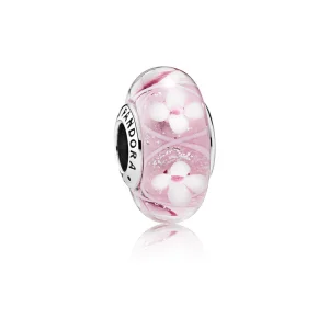 Charms PANDORA Szklane różowe kwiaty (zdjęcie do) Charms PANDORA Szklane różowe kwiaty