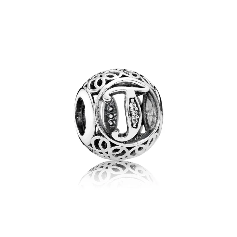(zdjęcie do) PANDORA Wintage Litera T Czarm - 791864cz