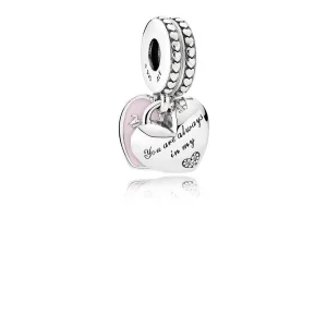 (zdjęcie do) PANDORA Serca Matki i Córki Miękki Różowy Emalia Czysty Dangle - 792072en40