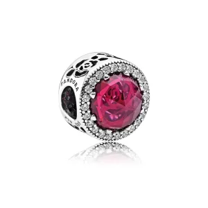 (zdjęcie do) PANDORA Disney Belle's Radiant Rose Cerise Crystals Cu Charm - 792140ncc