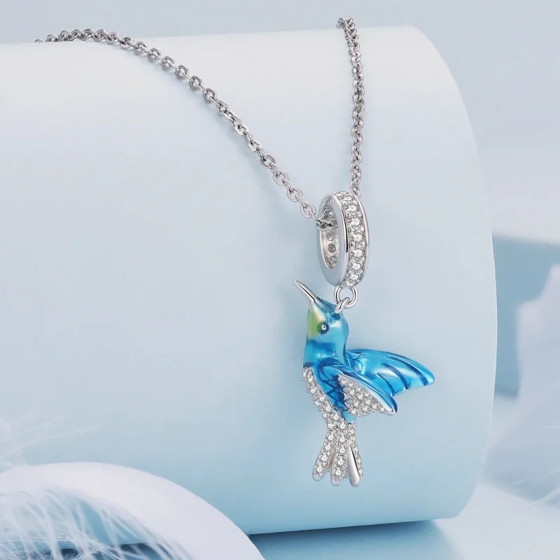 (zdjęcie do) Pandora Styl Delikatny Wisiorek Charm z Błękitką - BSC858 - Wyświetl 2