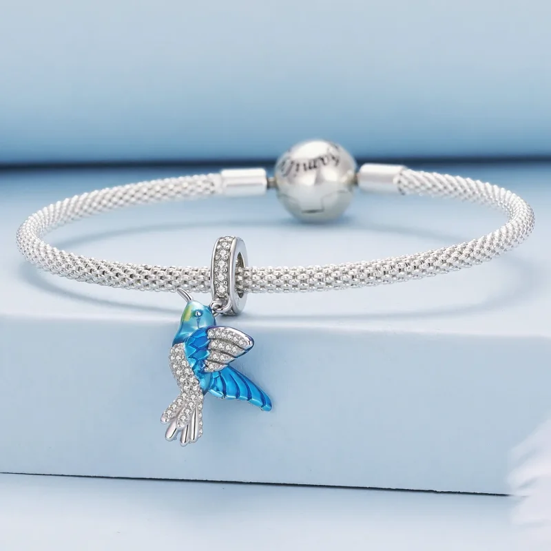 (zdjęcie do) Pandora Styl Delikatny Wisiorek Charm z Błękitką - BSC858 - Wyświetl 3