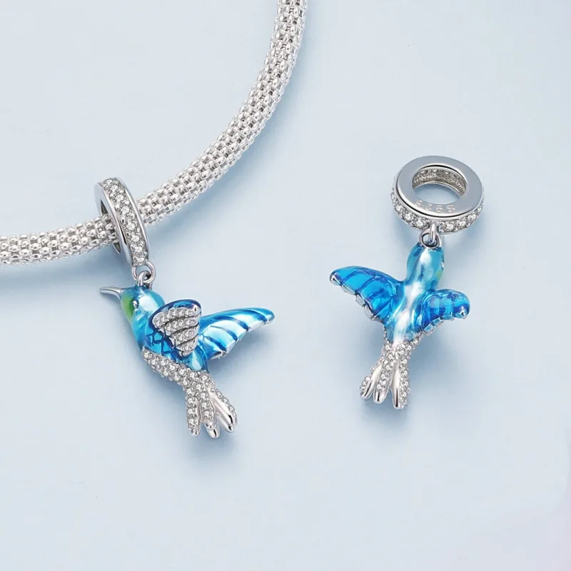 (zdjęcie do) Pandora Styl Delikatny Wisiorek Charm z Błękitką - BSC858 - Wyświetl 4