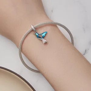 Pandora Styl Delikatny Wisiorek Charm z Błękitką - BSC858