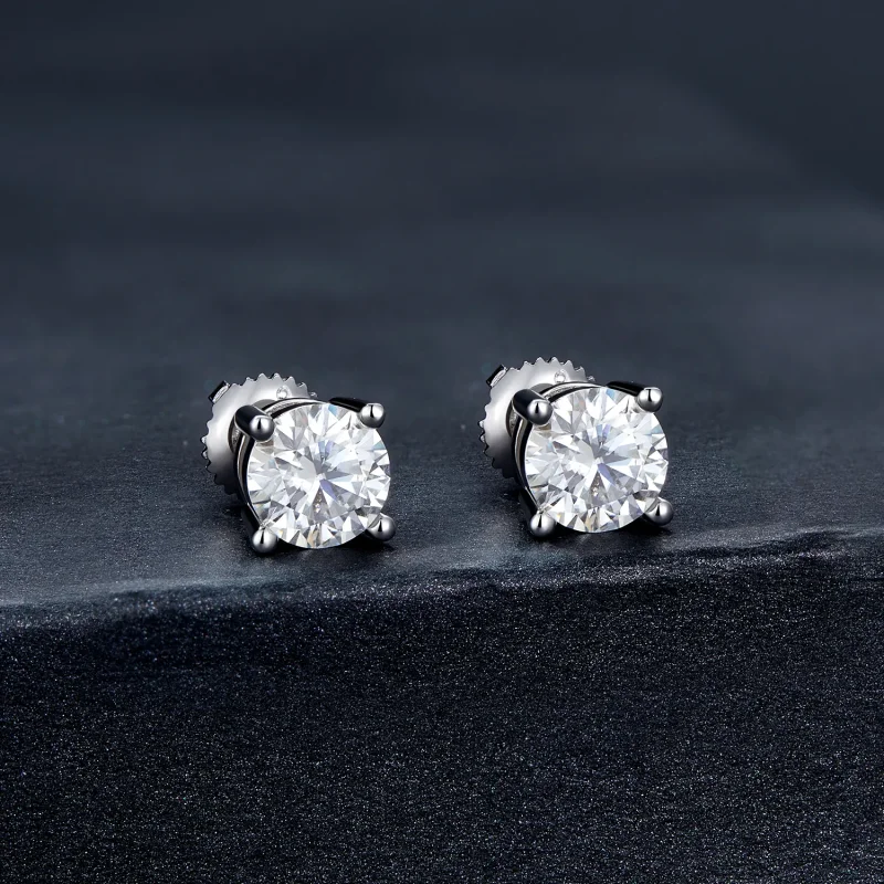 (zdjęcie do) Pandora styl Jeden Karat Cztery Szpony Kolczyki z Moissanitem - MSE003-L - Wyświetl 2