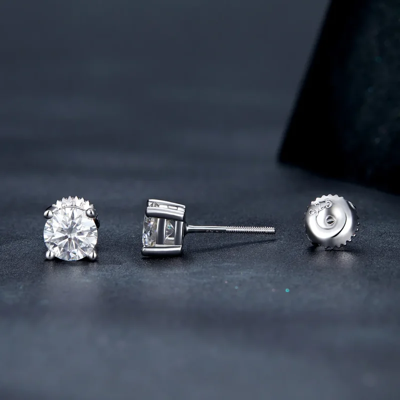 (zdjęcie do) Pandora styl Jeden Karat Cztery Szpony Kolczyki z Moissanitem - MSE003-L - Wyświetl 3