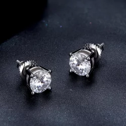 Pandora styl Jeden Karat Cztery Szpony Kolczyki z Moissanitem - MSE003-L