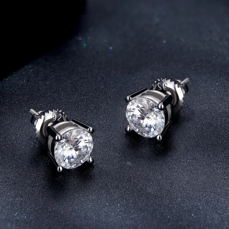 (zdjęcie do) Pandora styl Jeden Karat Cztery Szpony Kolczyki z Moissanitem - MSE003-L - Wyświetl 4