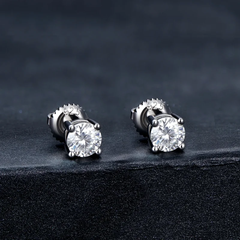 (zdjęcie do) Pandora Style 0.5 karatowe kolczyki sztuczne z białego złota z czterema szponami - Wyświetl 2