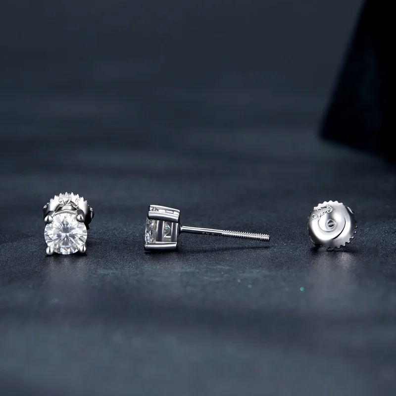 (zdjęcie do) Pandora Style 0.5 karatowe kolczyki sztuczne z białego złota z czterema szponami - Wyświetl 3