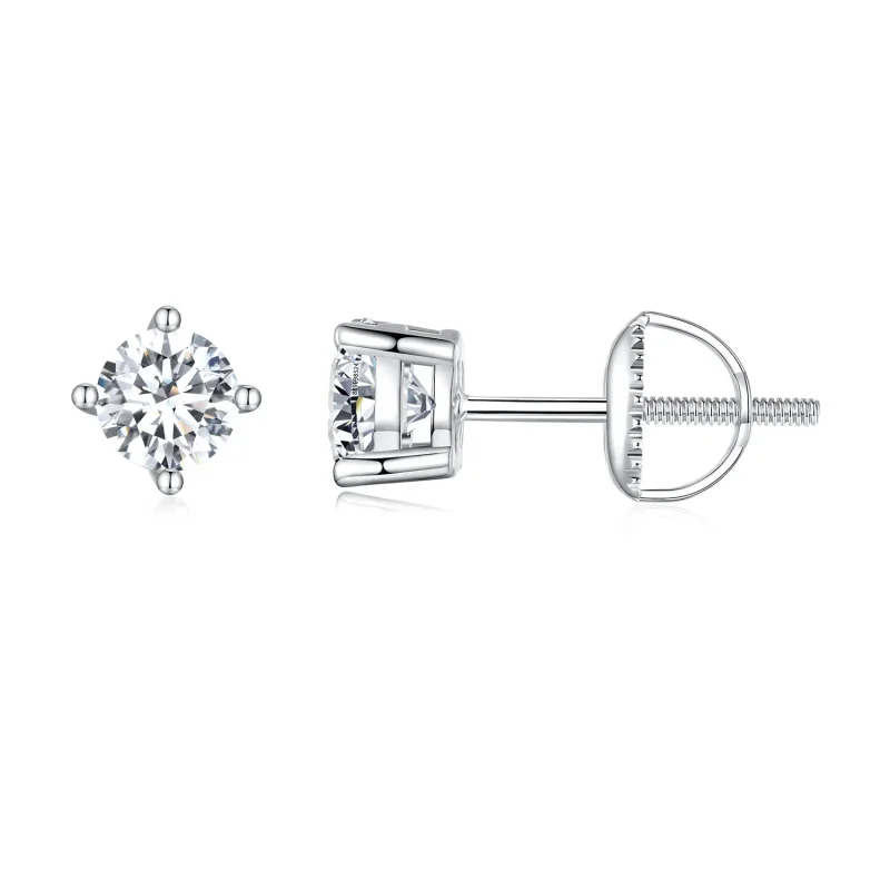 (zdjęcie do) Pandora Style 0.5 karatowe kolczyki sztuczne z białego złota z czterema szponami - MSE003-S