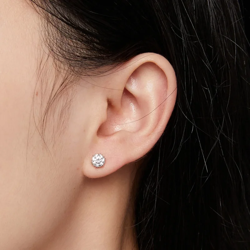 (zdjęcie do) Pandora Style 0.5 Karatowe Kolczyki ze sztucznym diamentem Moissanite - MSE020-S - Wyświetl 4