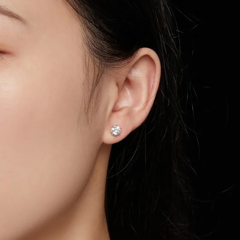 (zdjęcie do) Pandora Style 0.5 Karatowe Kolczyki ze sztucznym diamentem Moissanite - MSE020-S - Wyświetl 7