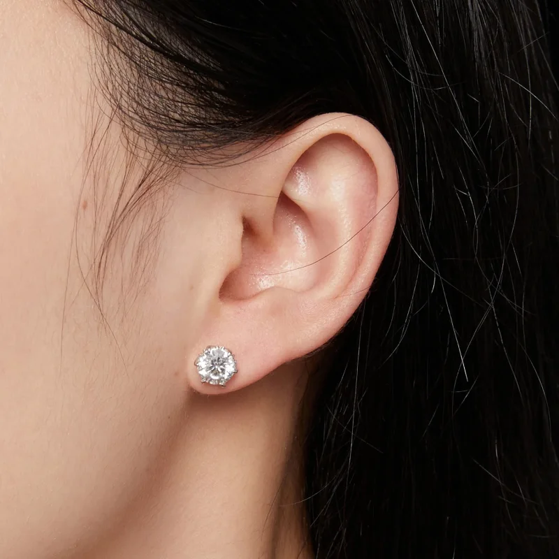(zdjęcie do) Pandora Style 1-karatowe kolczyki sztuczne diamenty Moissanite - MSE020-L - Wyświetl 4