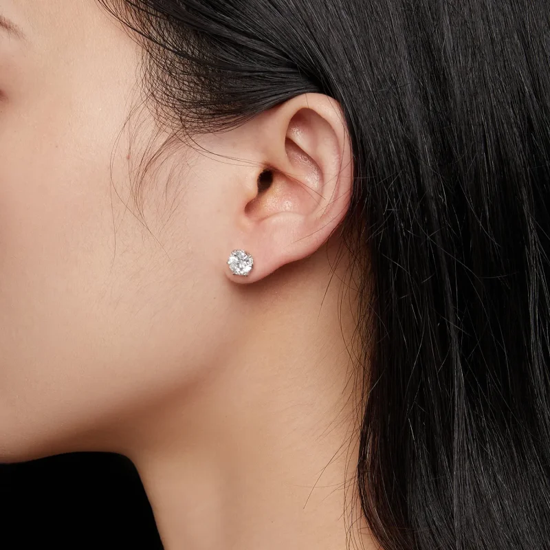 (zdjęcie do) Pandora Style 1-karatowe kolczyki sztuczne diamenty Moissanite - MSE020-L - Wyświetl 5