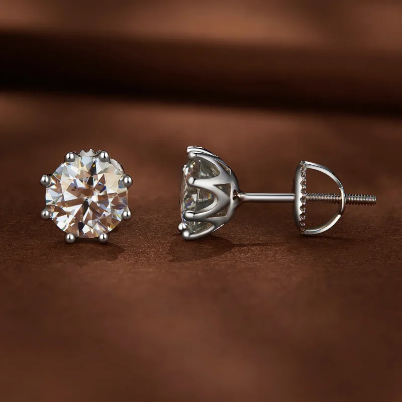(zdjęcie do) Pandora Style 1 Karatowe Kolczyki Sztyfty z Moissanitem - MSE019-L - Wyświetl 2