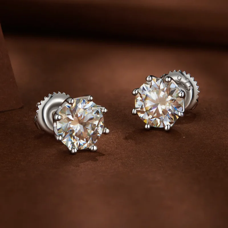(zdjęcie do) Pandora Style 1 Karatowe Kolczyki Sztyfty z Moissanitem - MSE019-L - Wyświetl 3