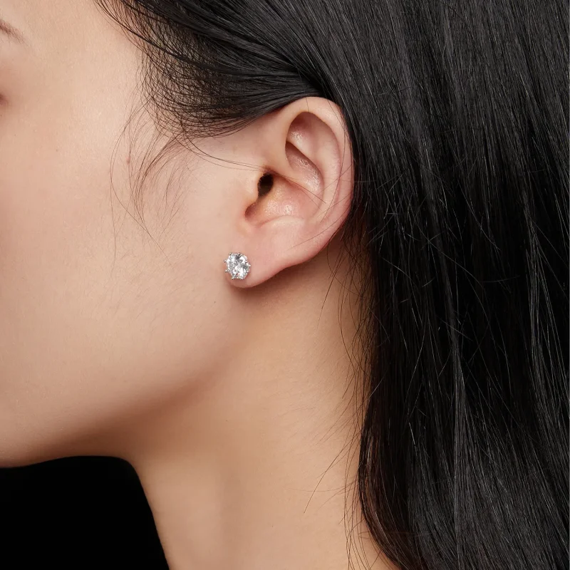 (zdjęcie do) Pandora Style 1 Karatowe Kolczyki Sztyfty z Moissanitem - MSE019-L - Wyświetl 5