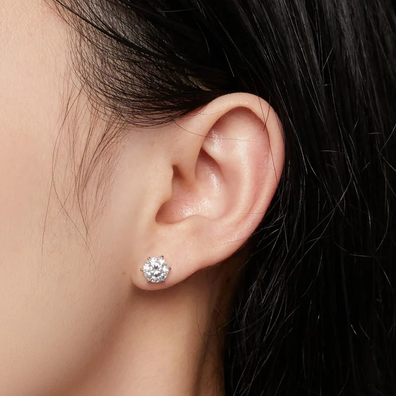 (zdjęcie do) Pandora Style 1 Karatowe Kolczyki ze sztucznym diamentem Moissanite - MSE021-S - Wyświetl 4