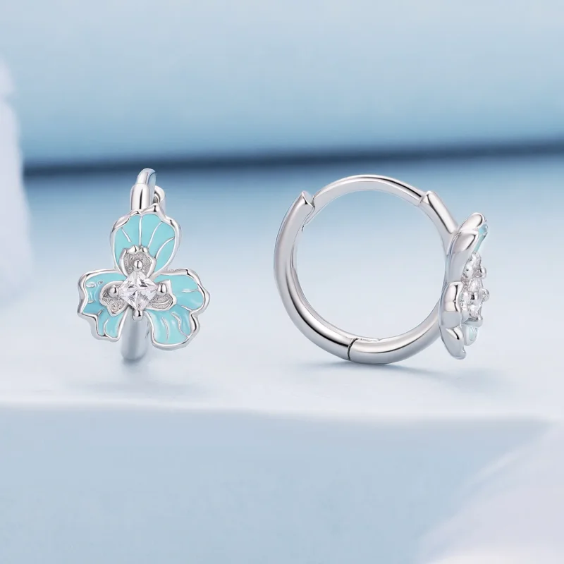 (zdjęcie do) Pandora Style Blue Iris kolczyki w formie obręczy - BSE843 - Wyświetl 2