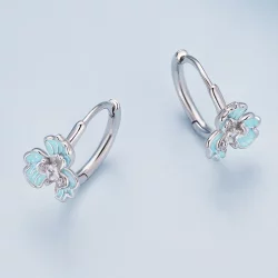Pandora Style Blue Iris kolczyki w formie obręczy - BSE843