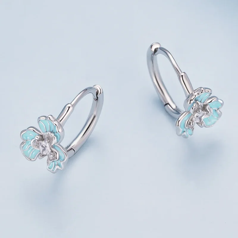 (zdjęcie do) Pandora Style Blue Iris kolczyki w formie obręczy - BSE843 - Wyświetl 3