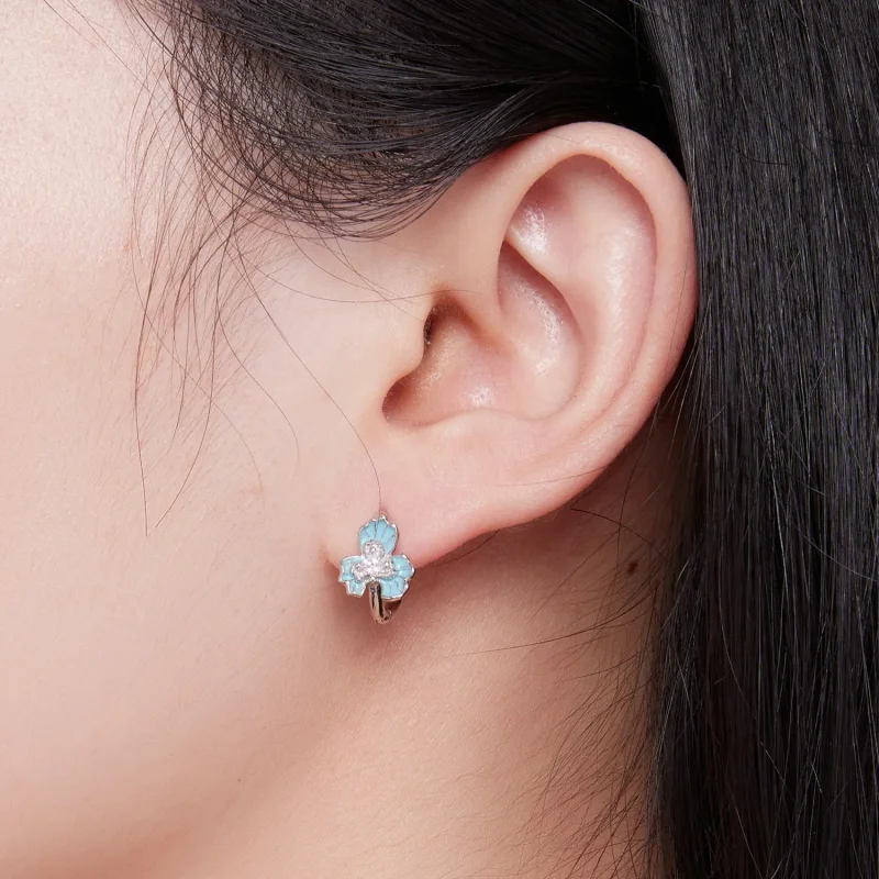 (zdjęcie do) Pandora Style Blue Iris kolczyki w formie obręczy - BSE843 - Wyświetl 7
