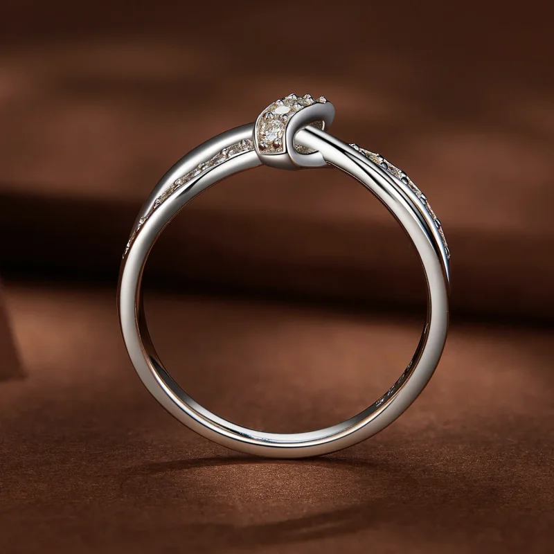 (zdjęcie do) Pandora Style Cross Wound Moissanite Ring - MSR031 - Wyświetl 4