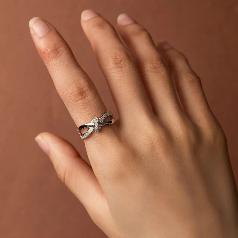 (zdjęcie do) Pandora Style Cross Wound Moissanite Ring - MSR031 - Wyświetl 6