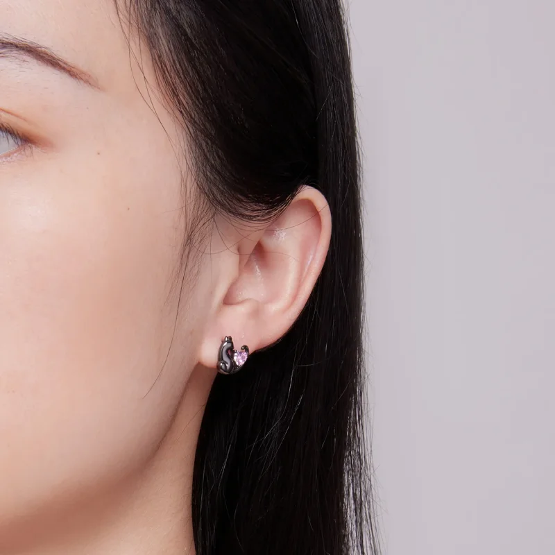 (zdjęcie do) Pandora Style Czarne Kolczyki w kształcie kota - SCE1591-D - Wyświetl 5