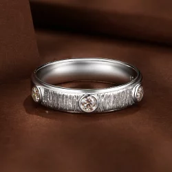 Pandora Style Delikatny pierścionek na obrączkę z moissanitem dla mężczyzny - MSR032