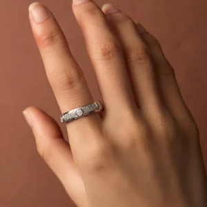 Pandora Style Delikatny pierścionek na obrączkę z moissanitem dla mężczyzny - MSR032