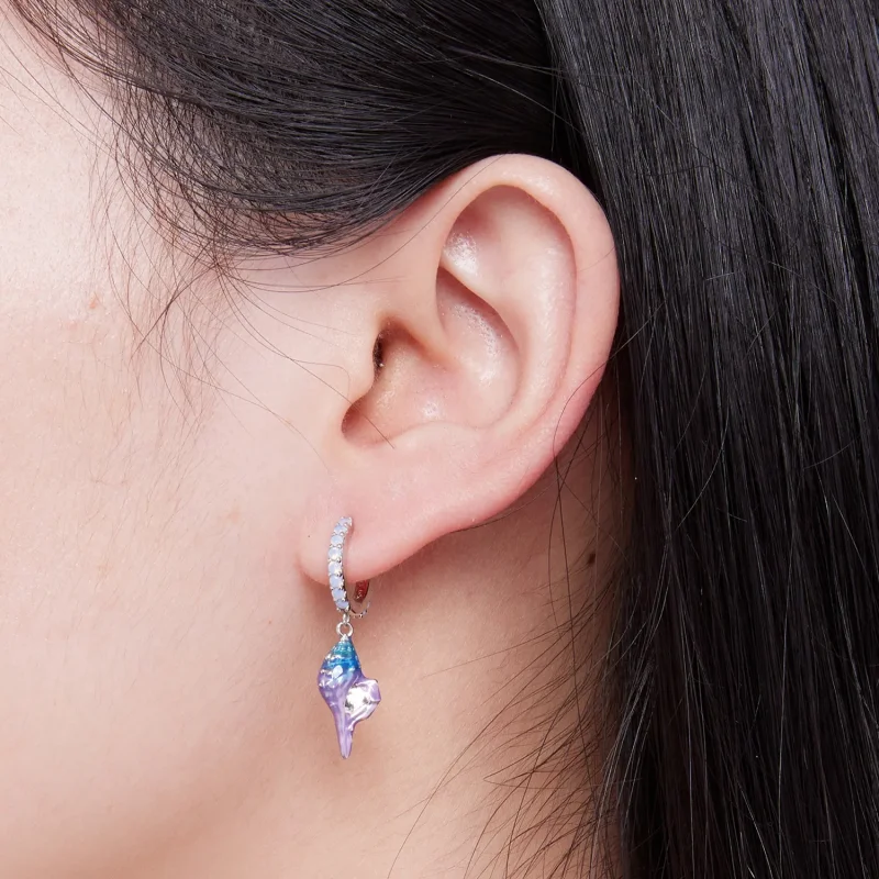 (zdjęcie do) Pandora Style Dream Conch Hoops Earrings - BSE841 - Wyświetl 7