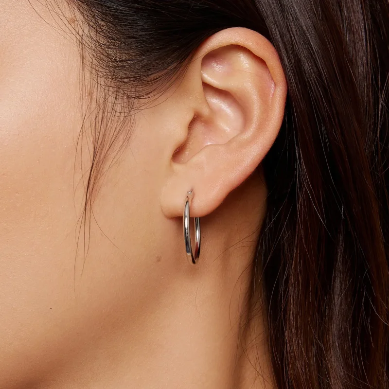 (zdjęcie do) Pandora Style Duże Okrągłe Kolczyki Hoops - SCE1608-L - Wyświetl 2