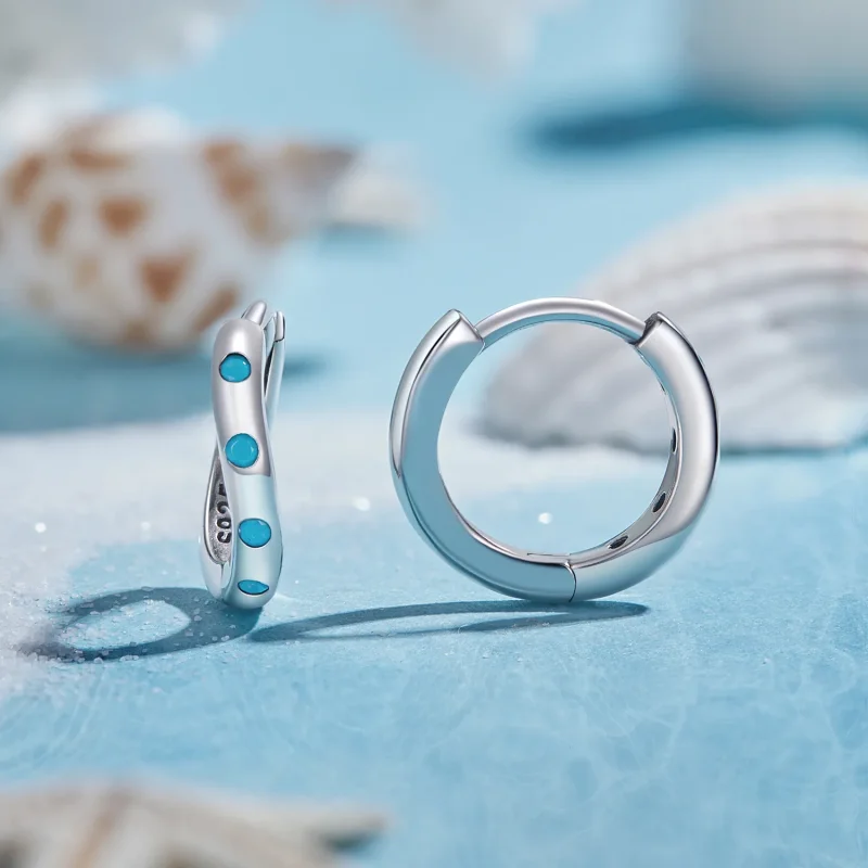 (zdjęcie do) Pandora Style Fala Kolczyki Hoops - SCE1593 - Wyświetl 2