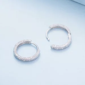 Pandora Style Geometryczne Kolczyki Hoop z Efektem Błyskawicy - BSE848