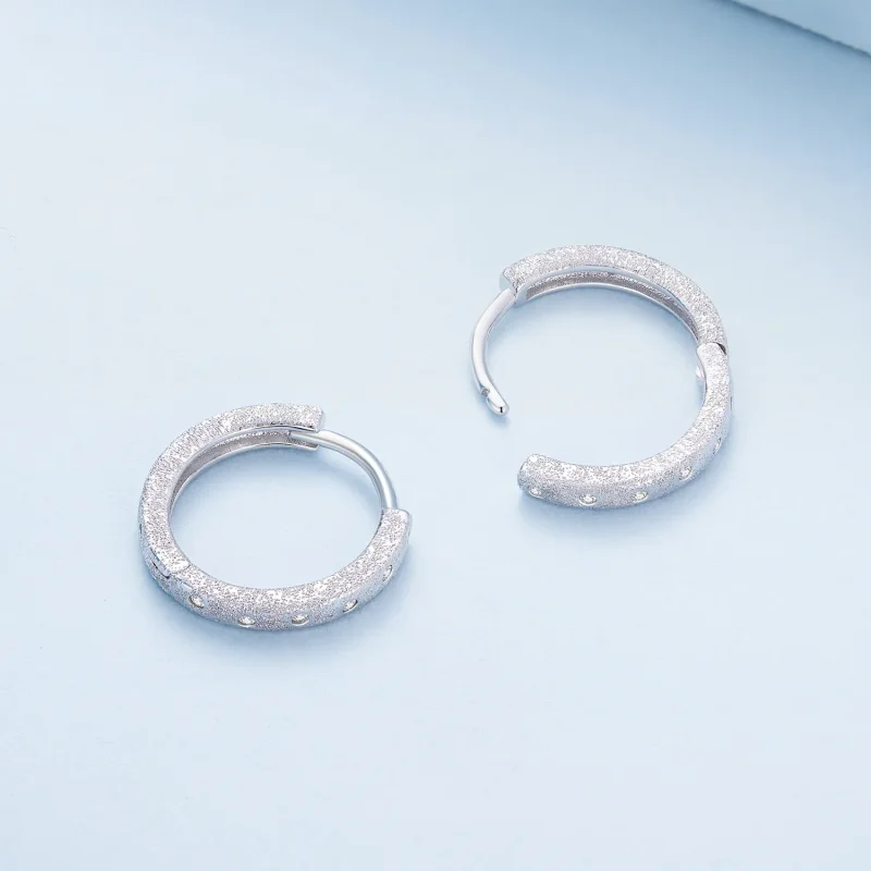 (zdjęcie do) Pandora Style Geometryczne Kolczyki Hoop z Efektem Błyskawicy - BSE848 - Wyświetl 4
